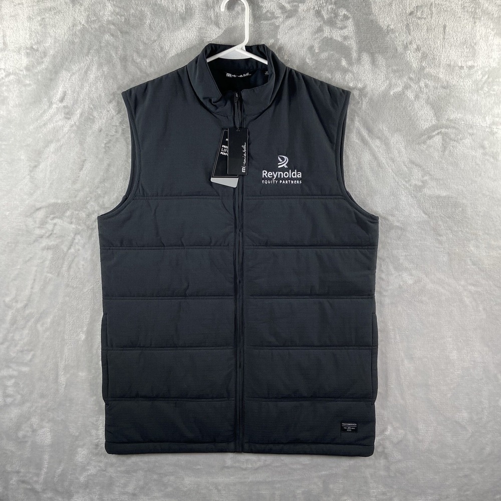 Travis Mathew Puffer Vest men's Medium Full Zip Cold Bay Insulated Company Logo